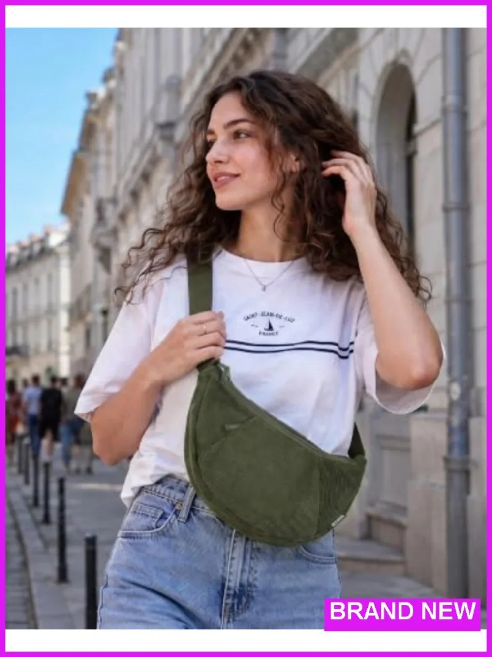 Crossbody Bag Anti-theft Crescent Shoulder Purse Hobo Corduroy